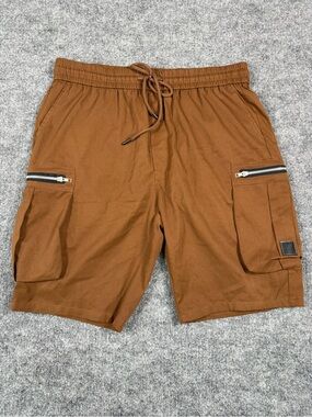 NFINITY Brown Cargo Drawstring Shorts with Zip Pockets